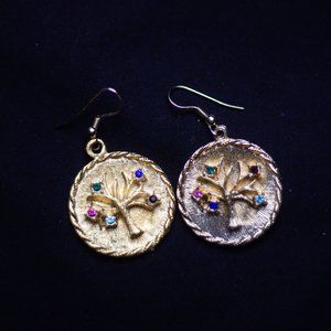 Vintage Gem Encrusted Golden Earrings